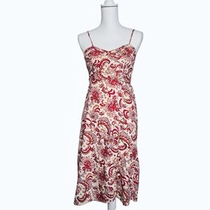 Jessica Simpson Cream Midi Dress with Red Paisley Print